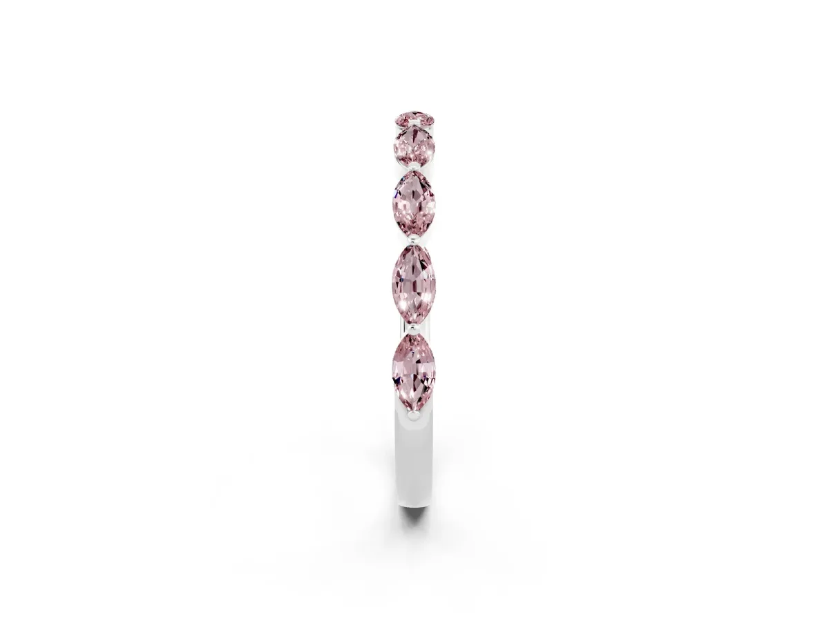 Marquise Morganite Half Eternity Band with Prong Setting Silver