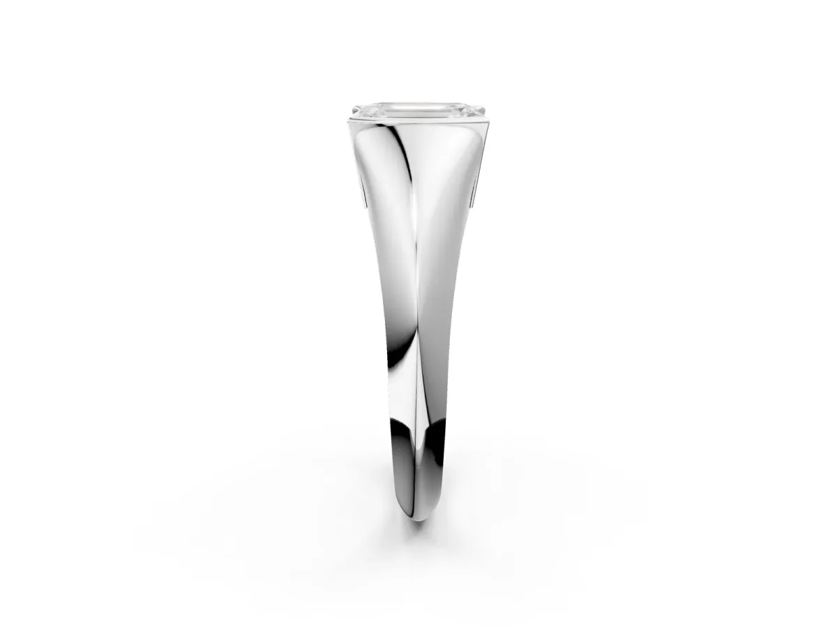 Emerald Cut Solitaire Tension Set Diamond Ring Platinum