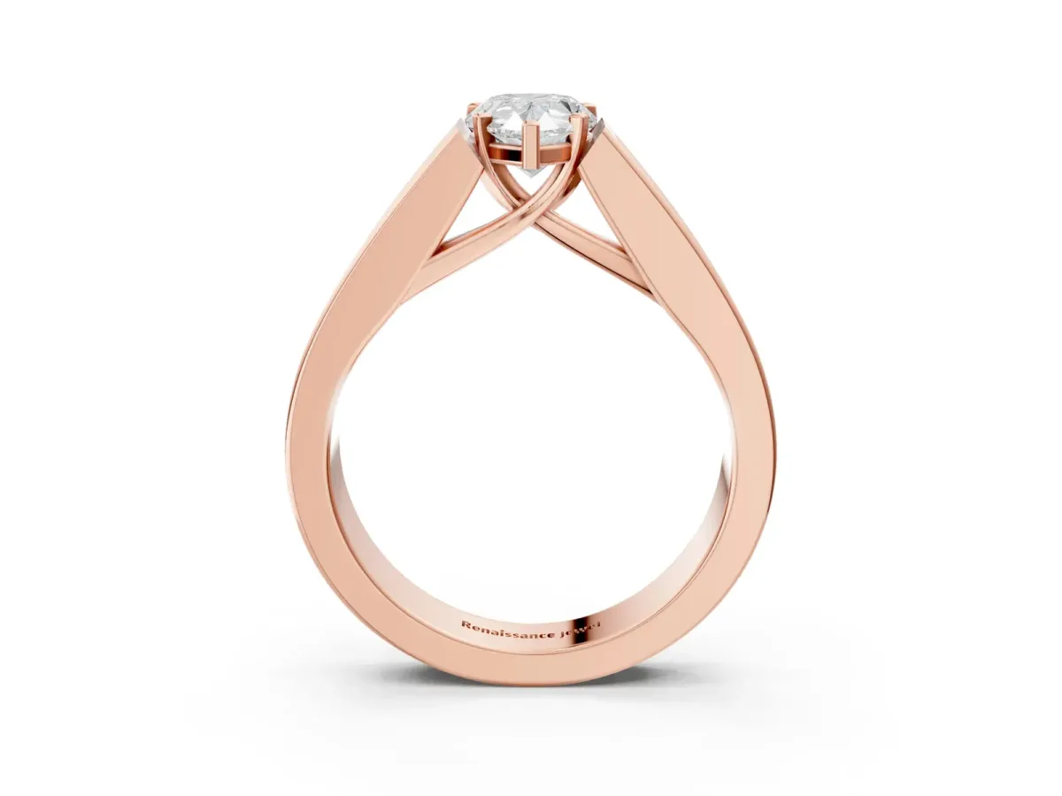 Pear Cut Cut Channel Set Solitaire Ring with Four-Prong Setting Rose gold