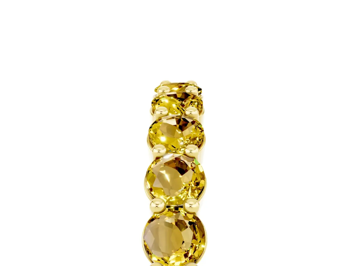Round Yellow Sapphire Half Eternity Band with Prong Setting Yellow gold