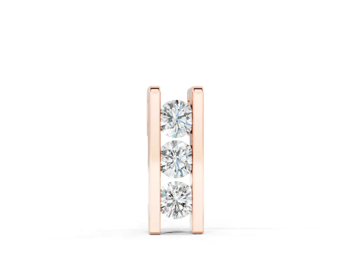 Vertical Channel-Set Round Diamond Bar Pendant Rose gold