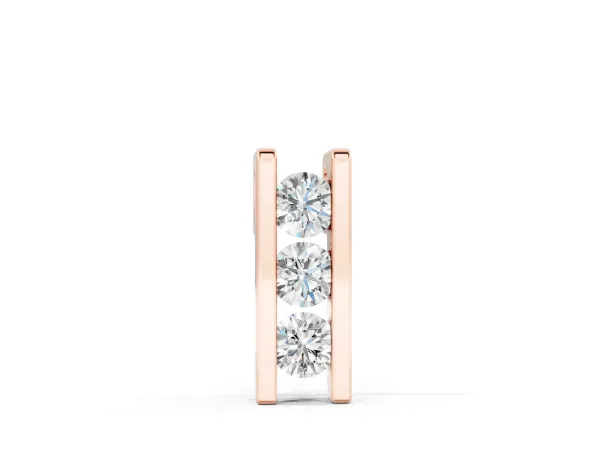 Vertical Channel-Set Round Diamond Bar Pendant Rose gold