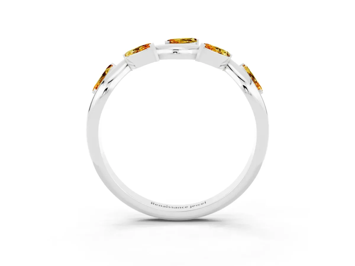 Marquise Citrine Twisted Band with Prong Setting Platinum