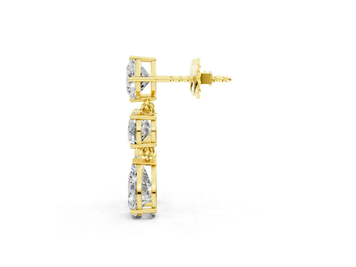 Multi-Shape Diamond Drop Earring Yellow gold