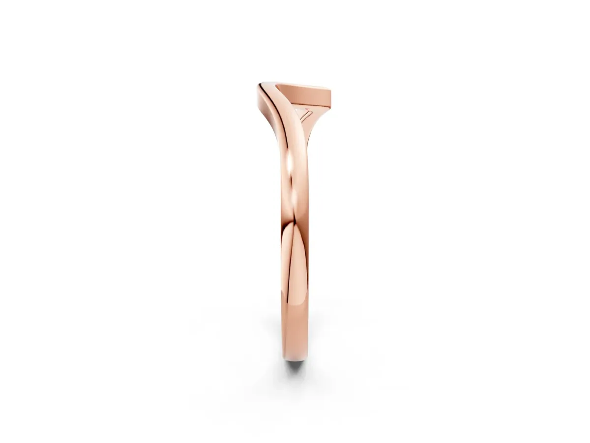 Curved Solitaire Band with Round Stone Setting Rose gold