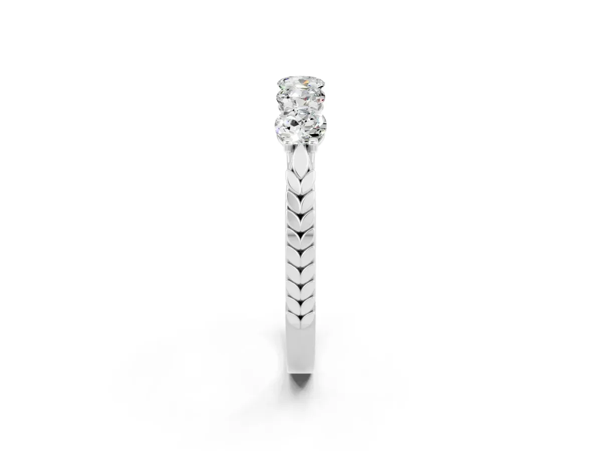 Five-Stone Round Moissanite Prong-Set Band Silver
