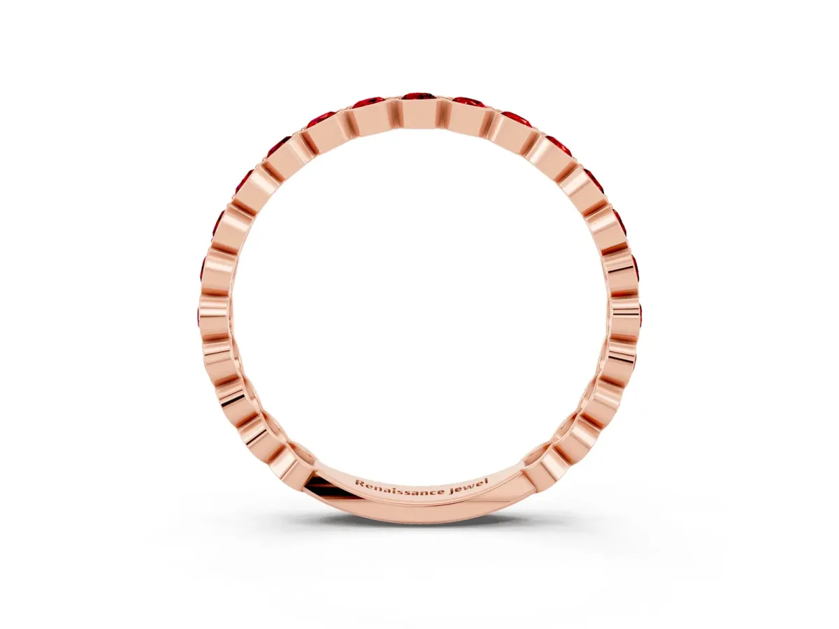 Round Ruby Bezel Set Eternity Band Rose gold