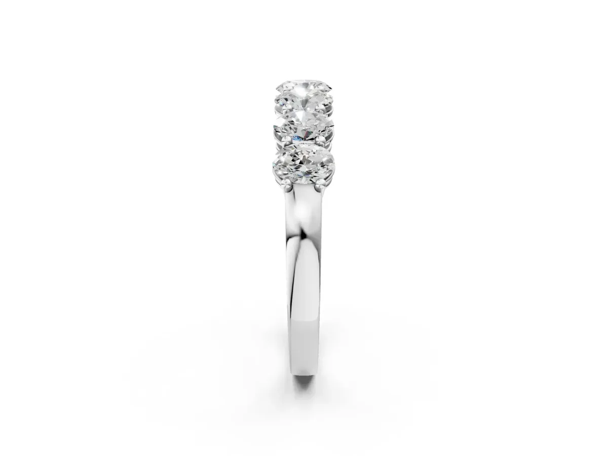 Oval Diamond Shared Prong Eternity Band Silver