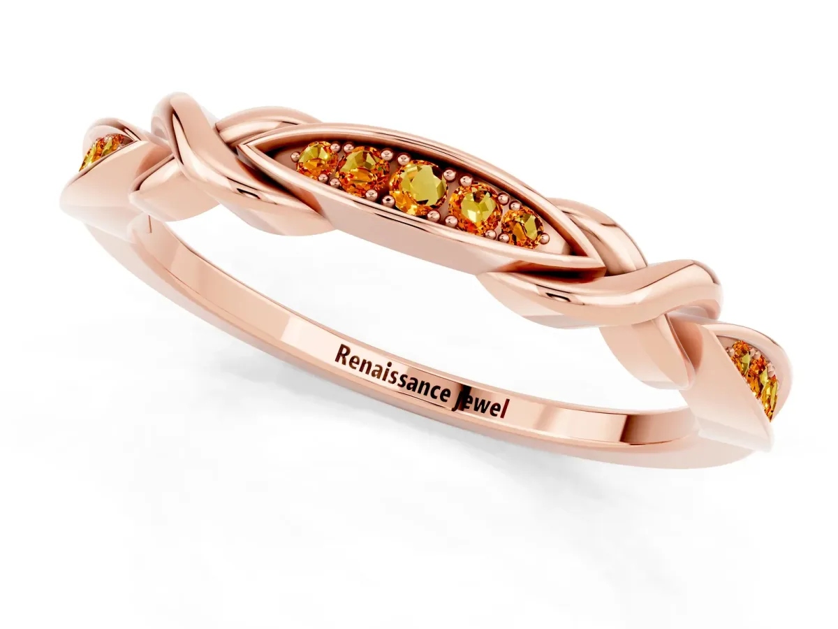 Twisted Marquise Citrine Pavé Band with Shared Prong Setting Rose gold