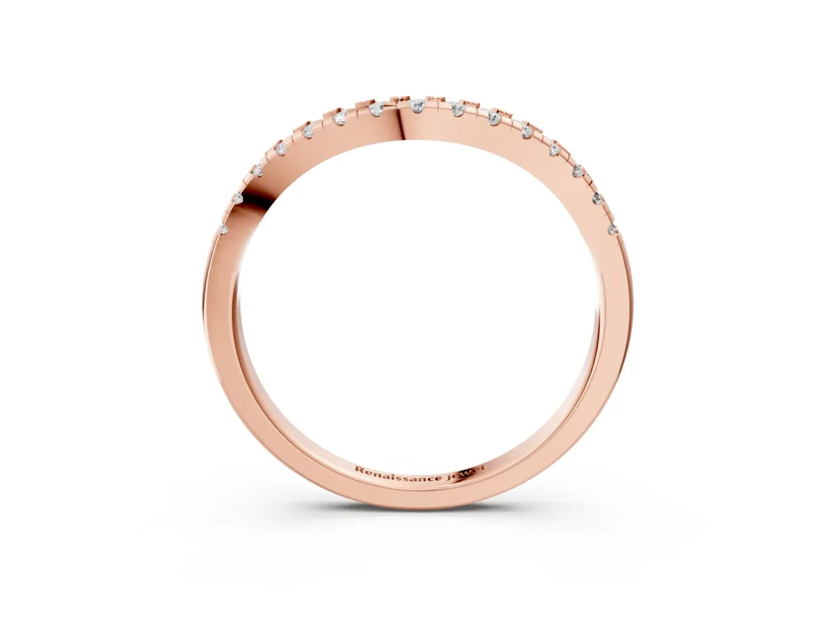 Diamond Pavé Curved Wedding Band Rose gold