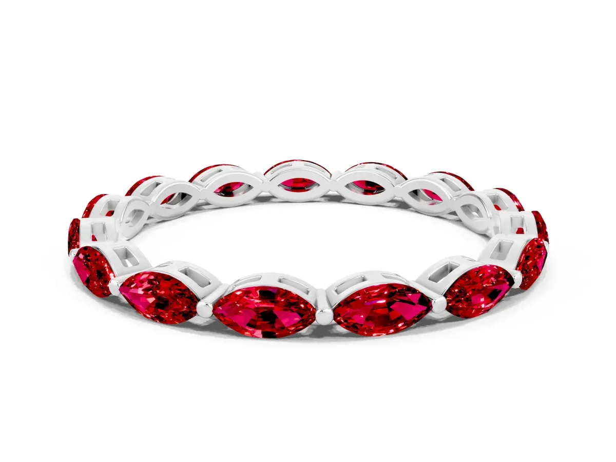 Marquise Ruby Eternity Band with U-Prong Setting White gold