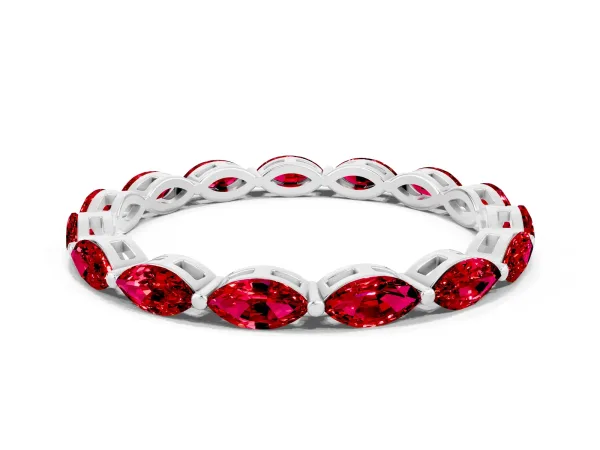 Marquise Ruby Eternity Band with U-Prong Setting Platinum