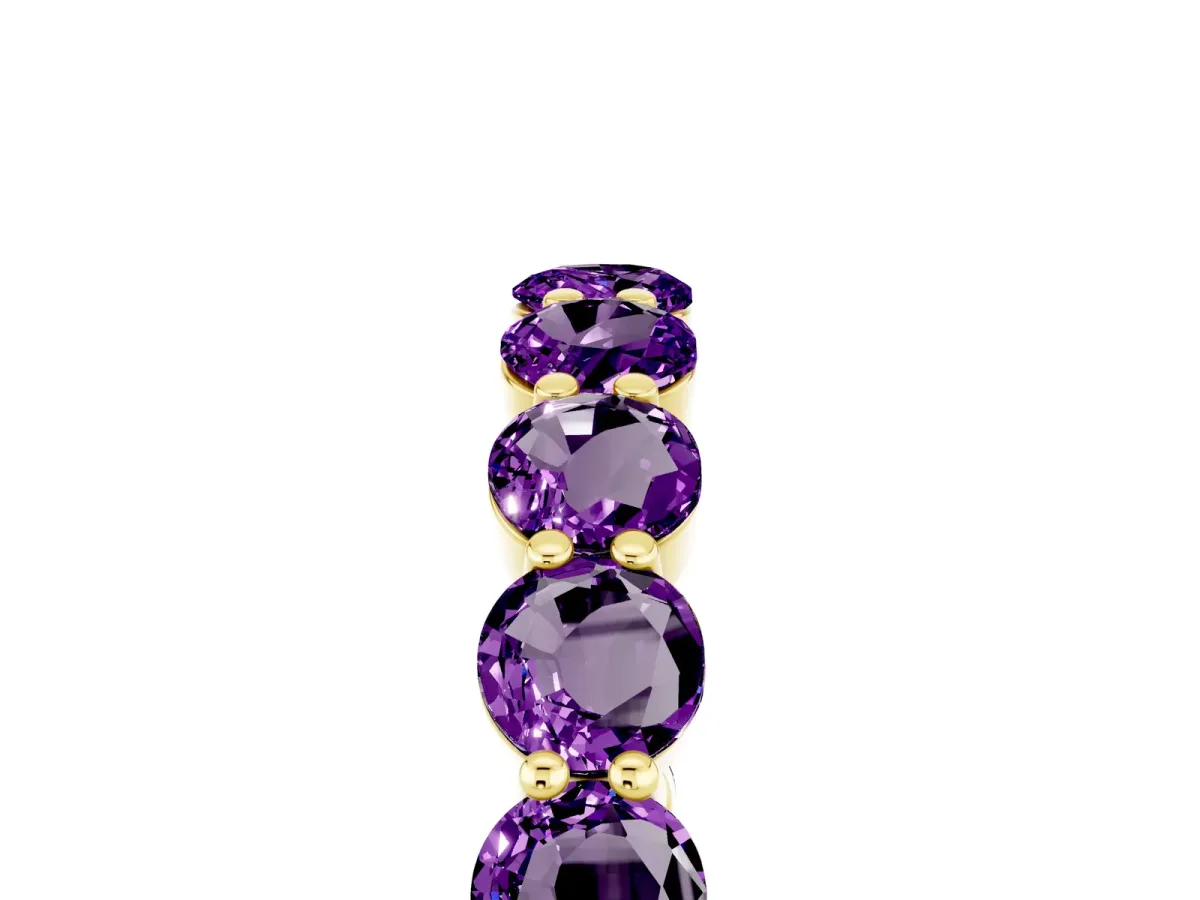 Round Amethyst Eternity Band with U-Prong Setting Yellow gold