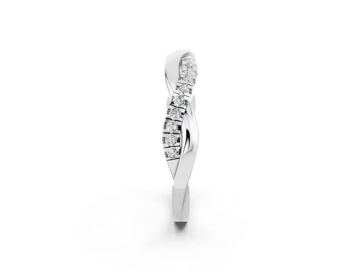 Round Moissanite Twisted Infinity Band with Prong Setting Silver