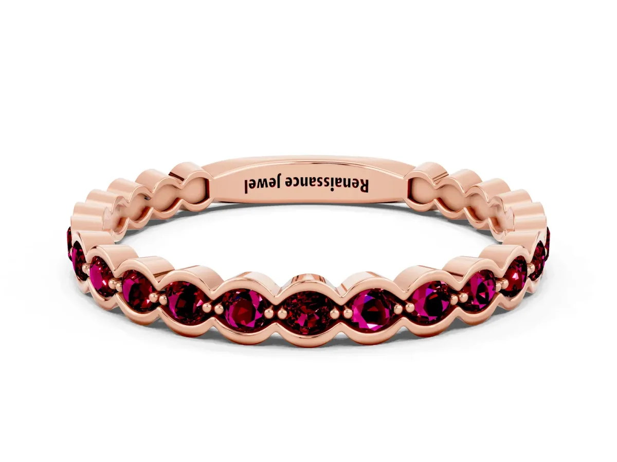 Round Garnet Bezel Set Eternity Band Rose gold