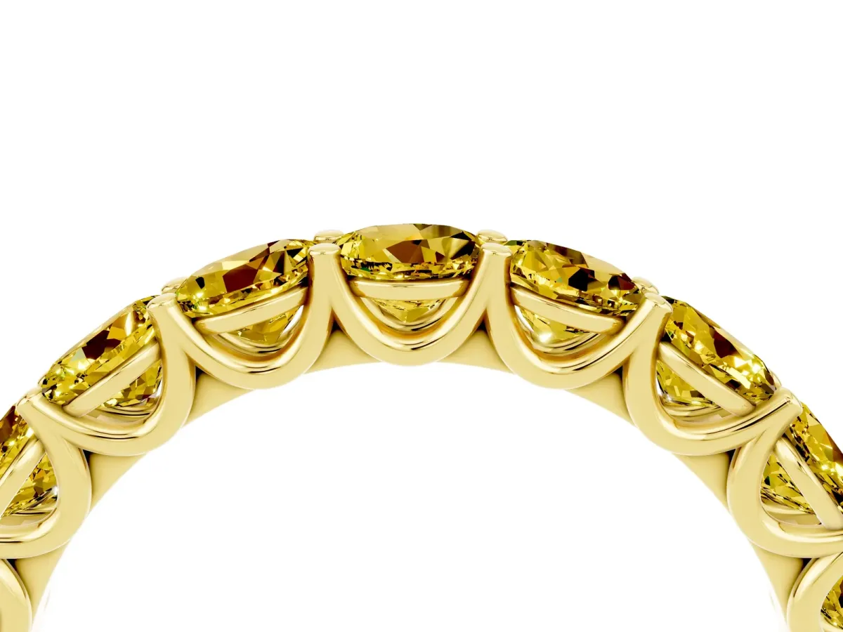 Round Yellow Sapphire Shared Prong Eternity Band Yellow gold