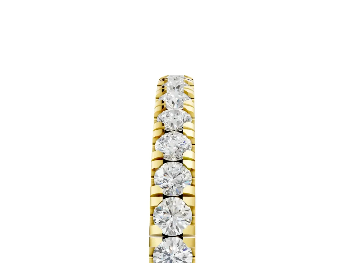 Round Diamond Pavé Eternity Band with U-Prong Setting Yellow gold