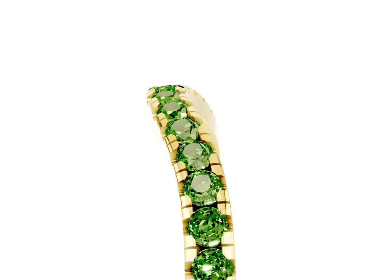 Peridot Pavé Curved Wedding Band Yellow gold