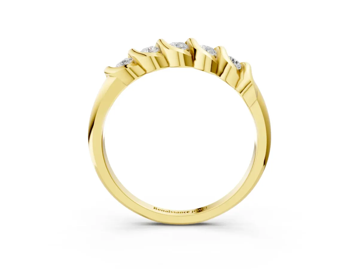 Round Diamond Eternity Band with Twist Prong Setting Yellow gold