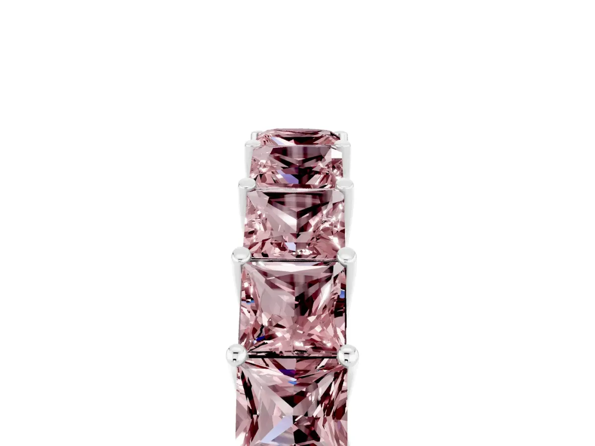 Princess Cut Morganite Channel-Set Eternity Band with Prong Setting Silver