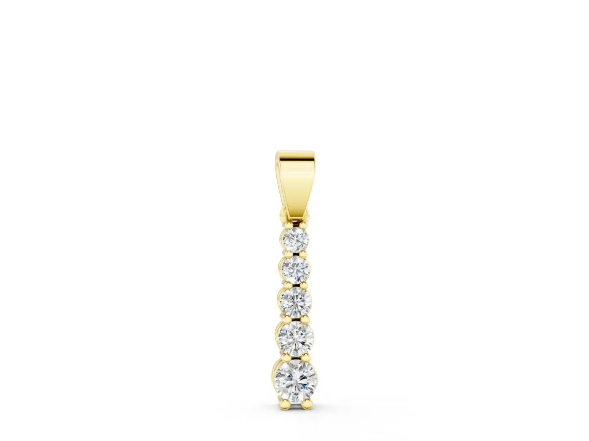 Round Diamond Vertical Pendant with Prong Setting Yellow gold