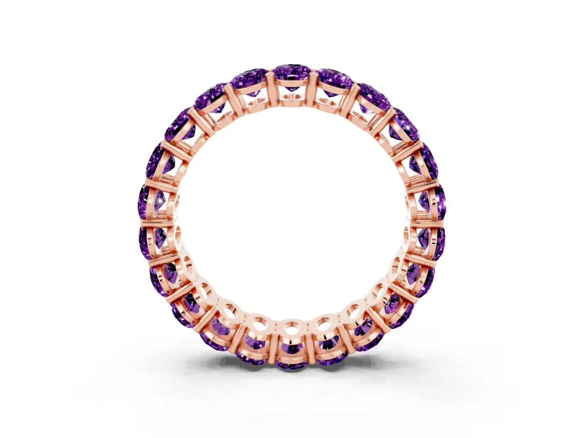 Oval Cut Amethyst Eternity Band with Shared Prong Setting Rose gold