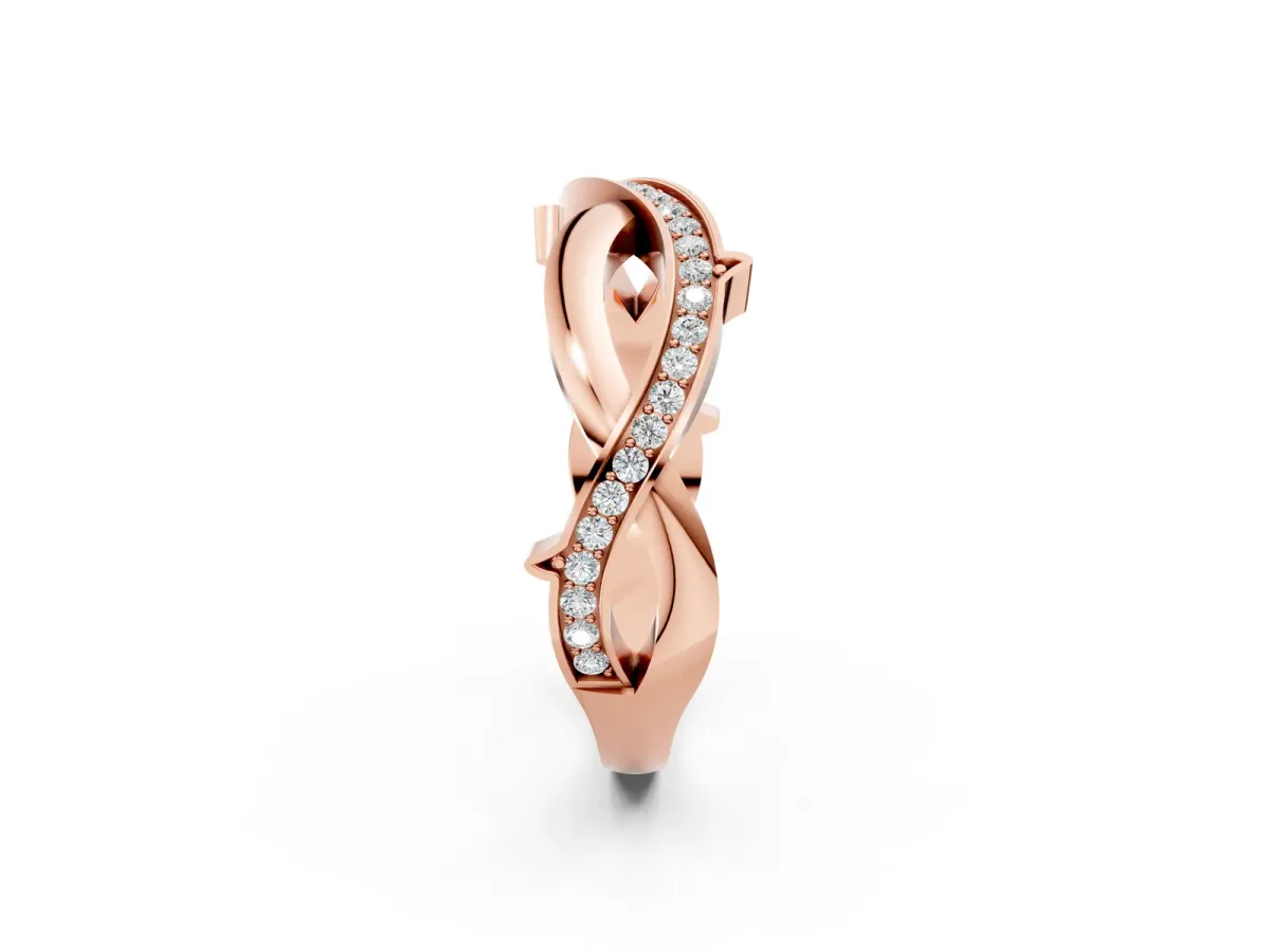 Pavé Round Diamond Twist Band with Channel Setting Rose gold
