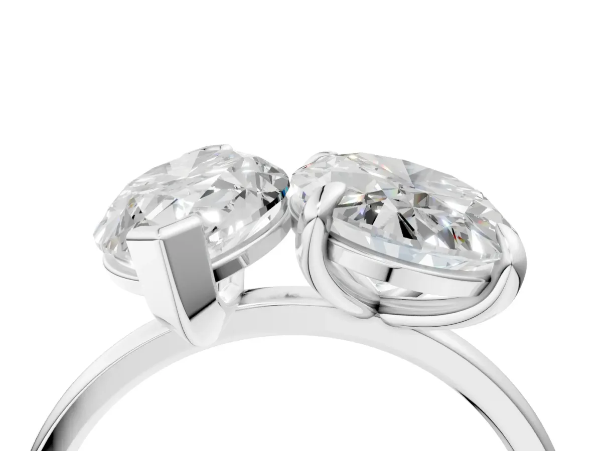 Oval and Marquise Toi Moi Ring with Prong Setting and Plain Band Platinum