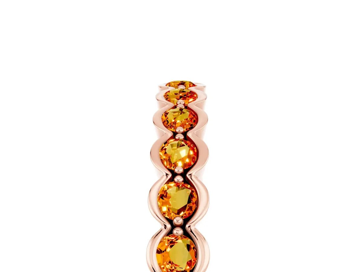 Round Citrine Bezel Set Eternity Band Rose gold
