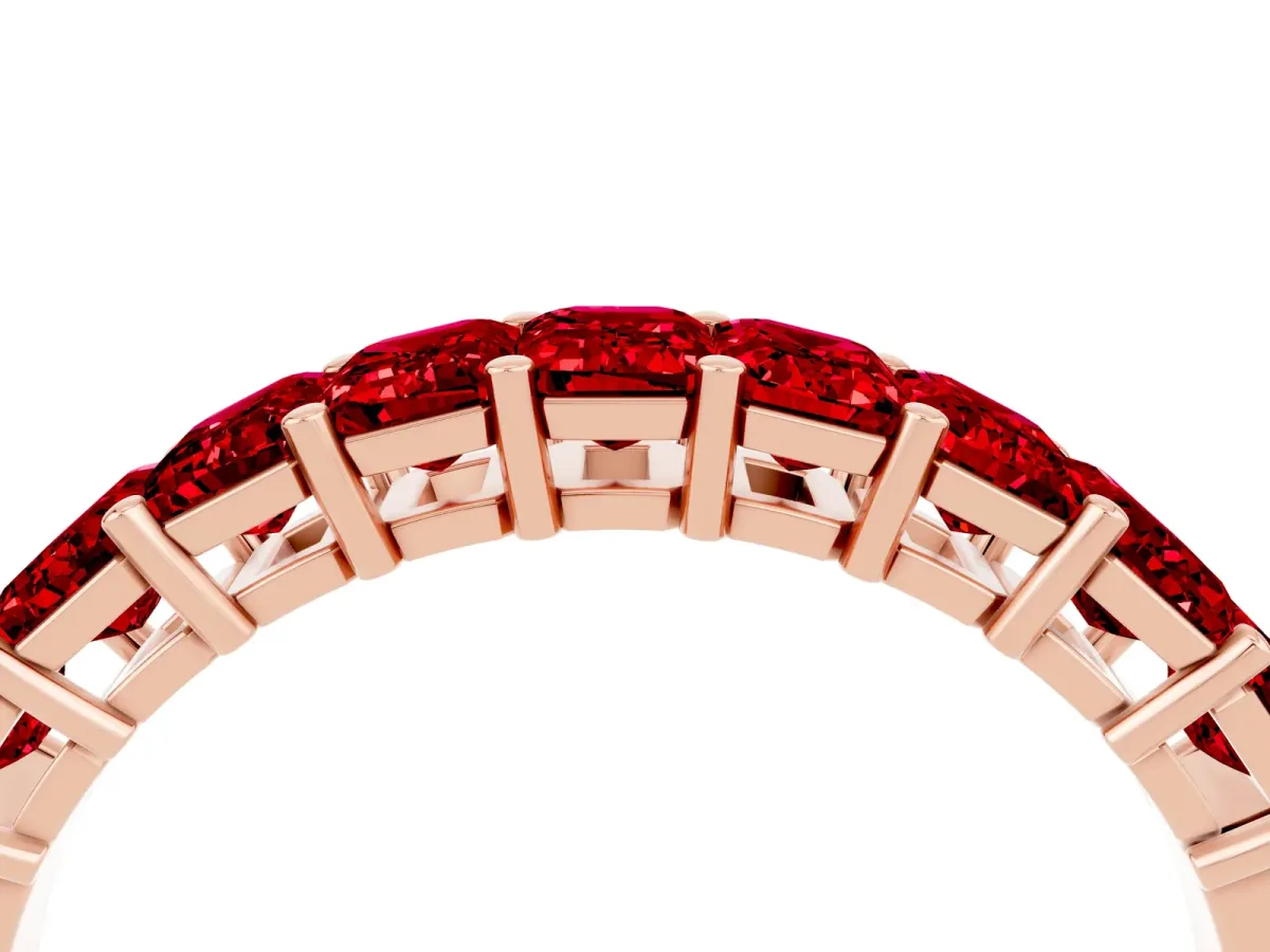 Emerald Cut Ruby Prong-Set Eternity Band Rose gold