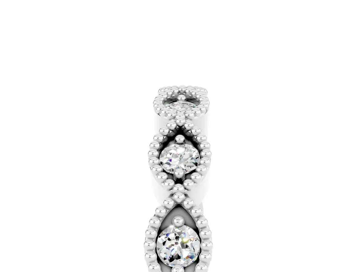 Milgrain Marquise Moissanite Half Eternity Band with Bezel Setting Platinum