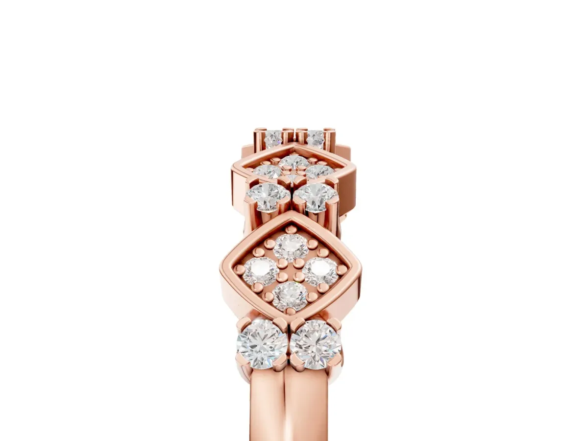 Pavé Cushion Diamond Cluster Eternity Band with Prong Setting Rose gold