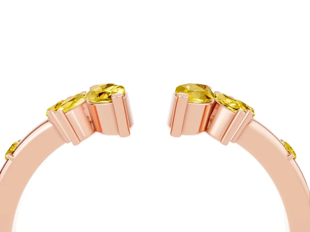 Open Marquise Cluster Yellow Sapphire Band with Prong Setting Rose gold
