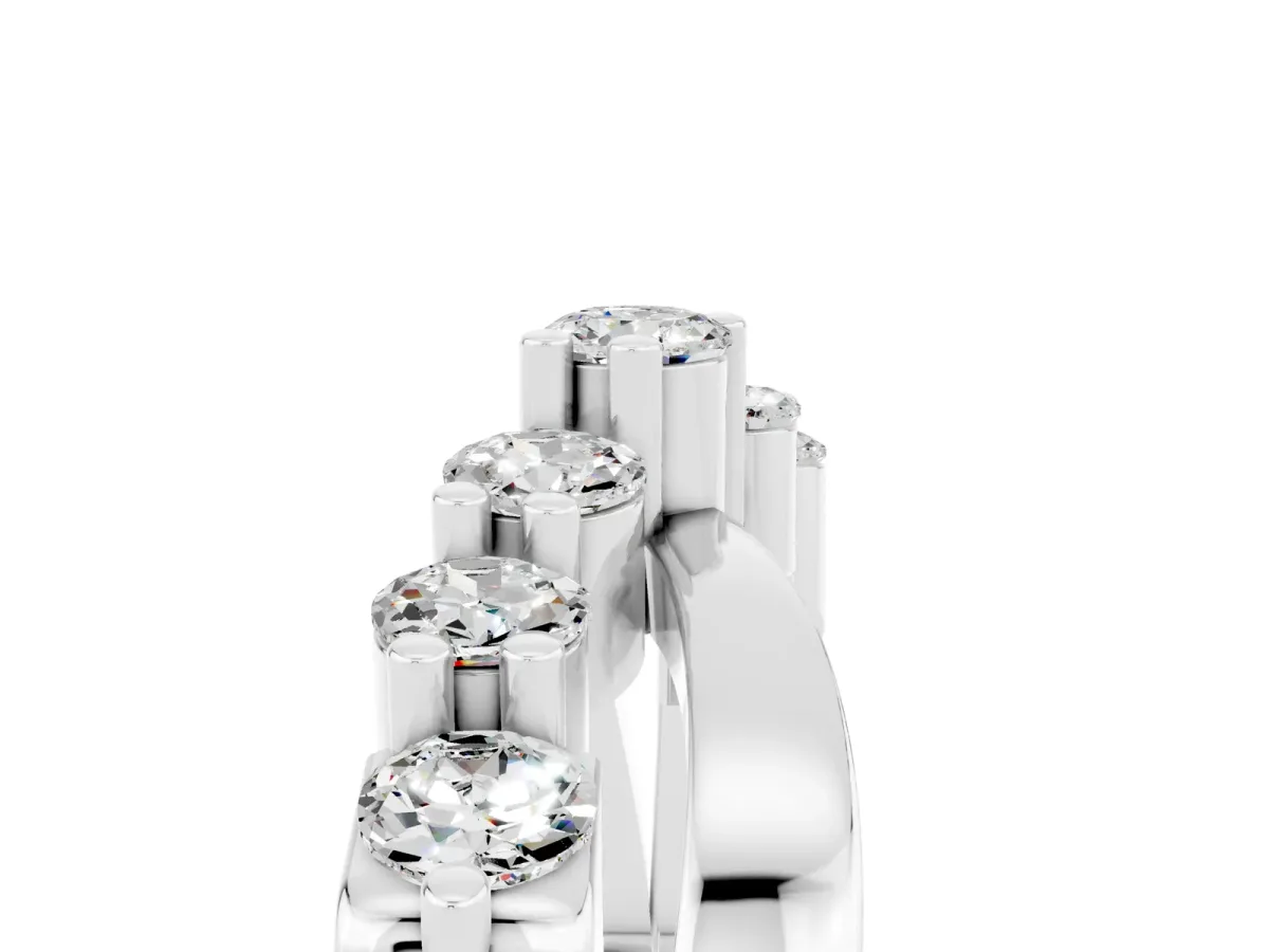 Round Moissanite Prong-Set Crossover Band Platinum