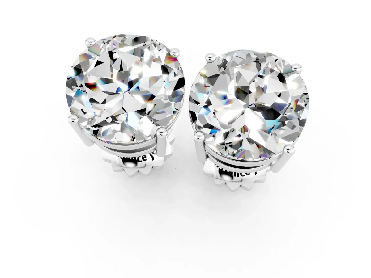 Round Cut Moissanite Stud Earrings Platinum