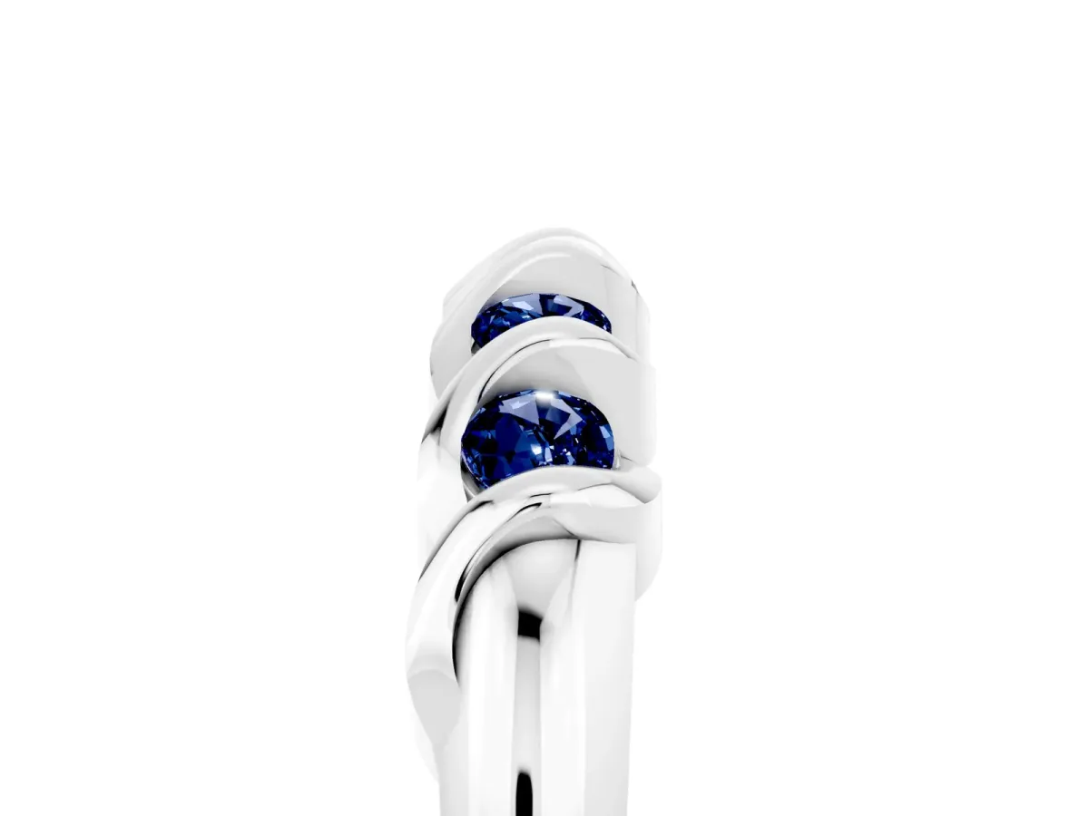 Round Blue Sapphire Eternity Band with Twist Prong Setting Platinum