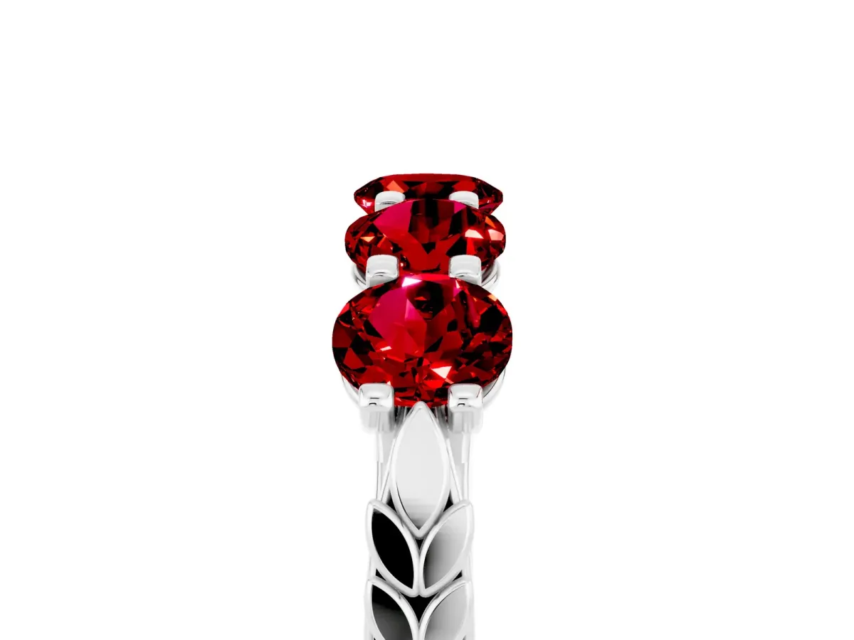 Five-Stone Round Ruby Prong-Set Band White gold