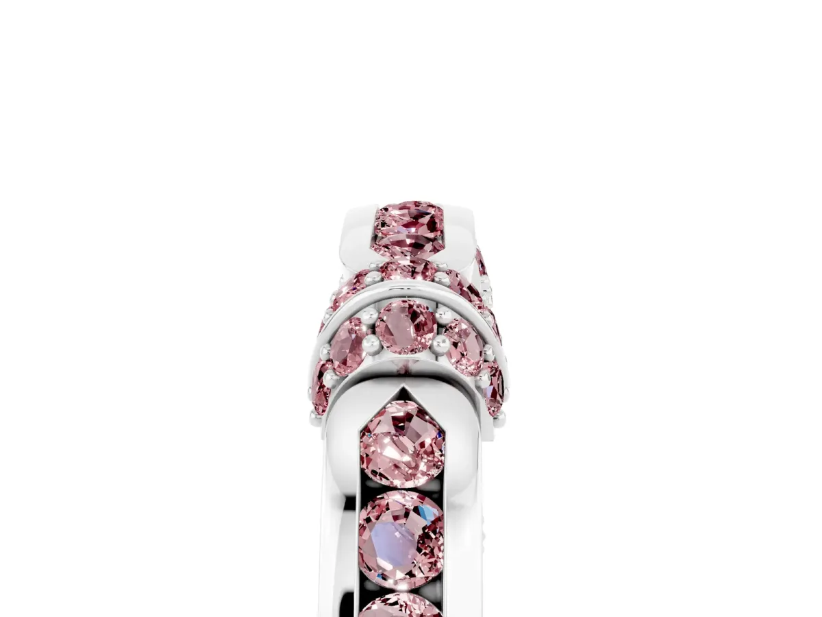 Pavé Round Morganite Link Band with Bezel Setting Silver