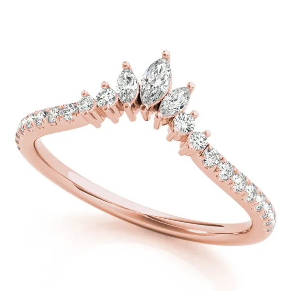 Marquise Cluster Diamond Pavé Band with Prong Setting Rose gold