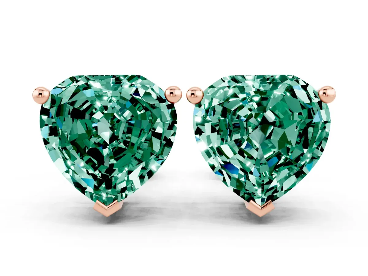 Heart Cut Green Sapphire Stud Earrings Rose gold