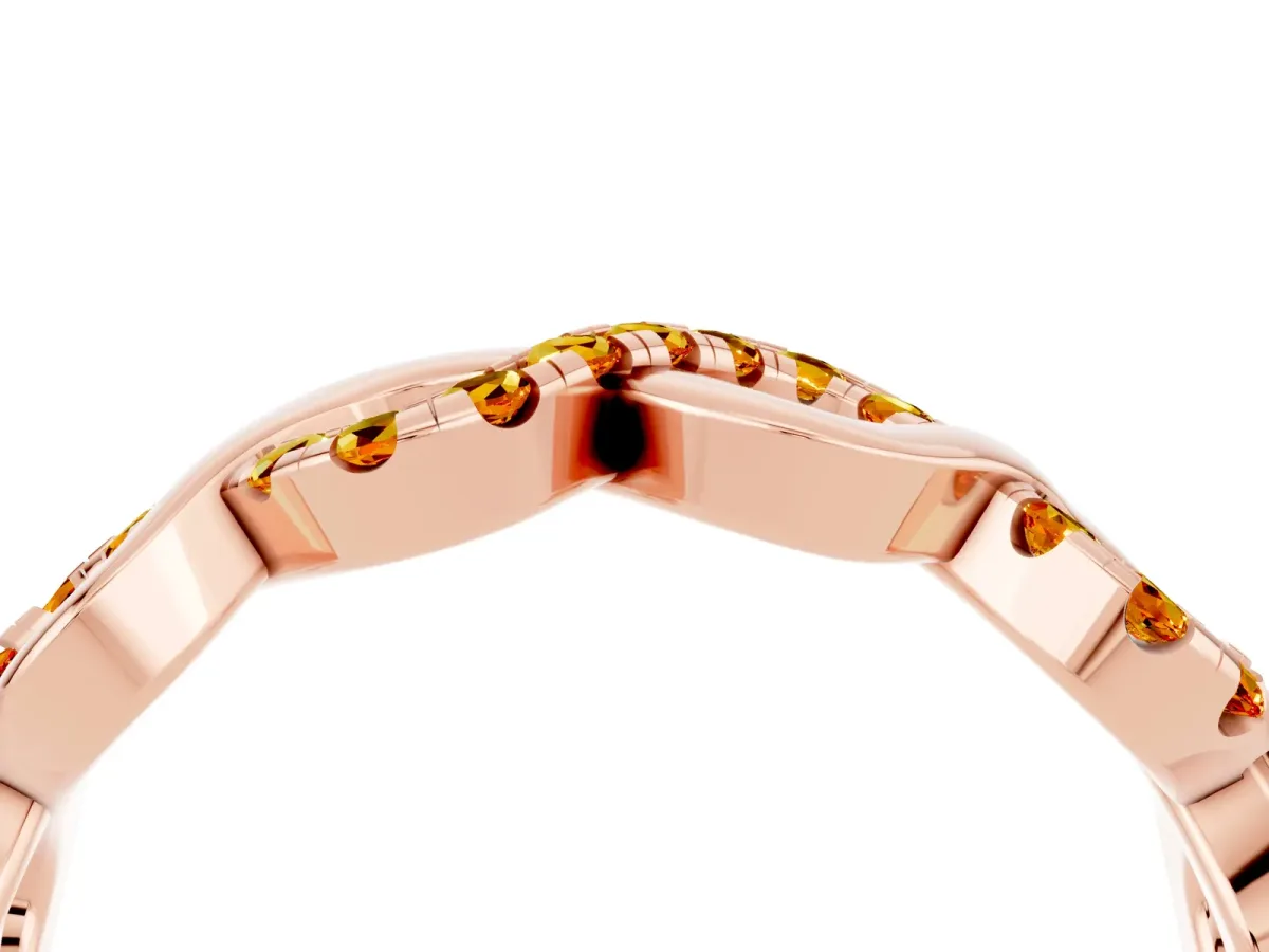 Twist Infinity Round Citrine Band with Pavé Setting Rose gold