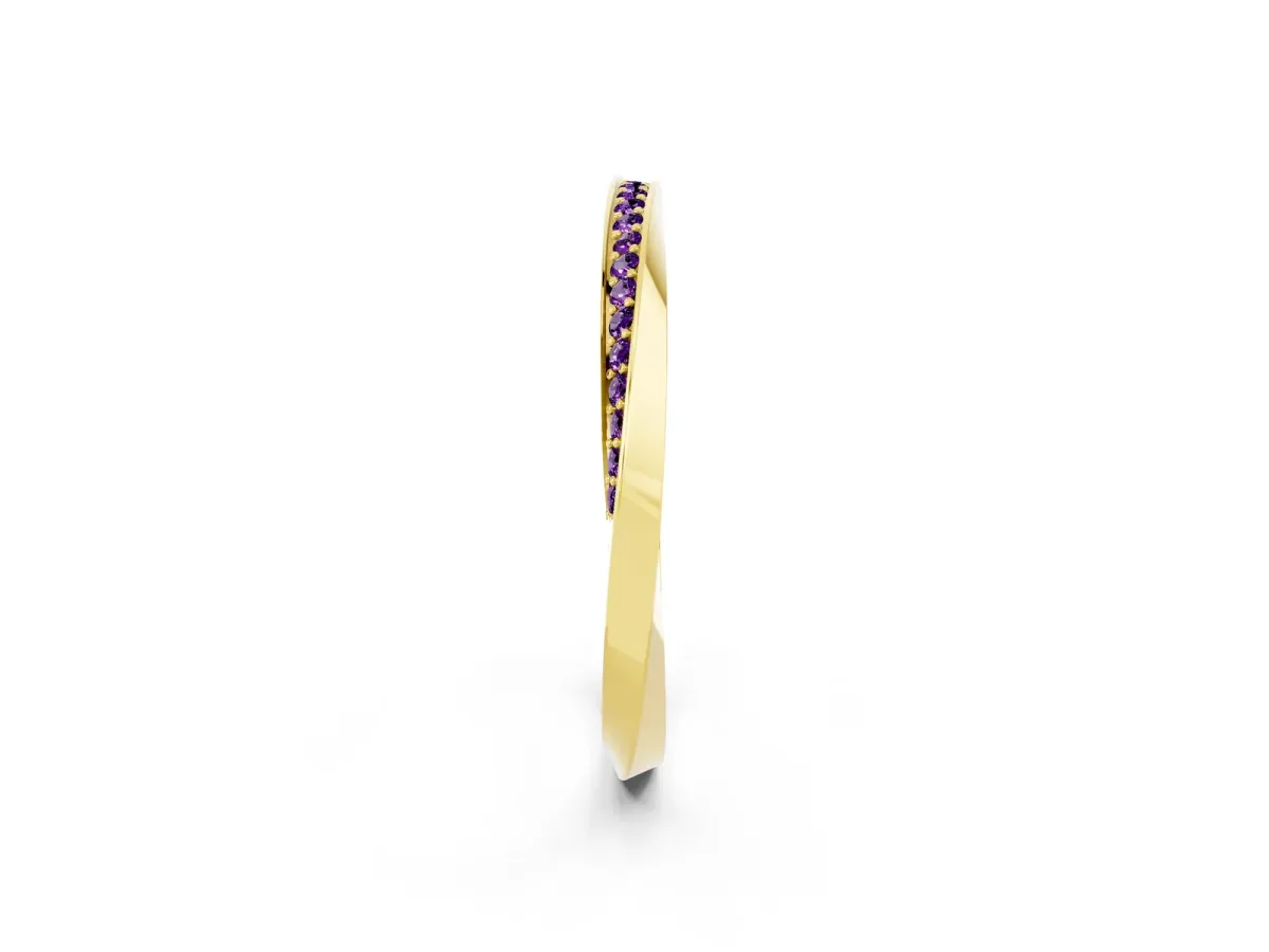 Pavé Round Amethyst Twist Band Yellow gold
