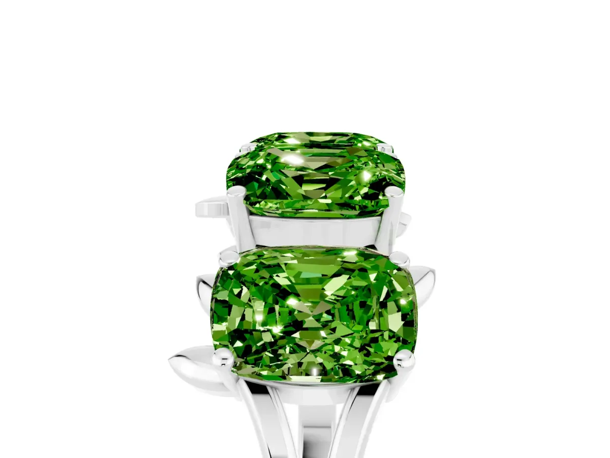 Emerald Cut Peridot Prong-Set Half Eternity Band Silver