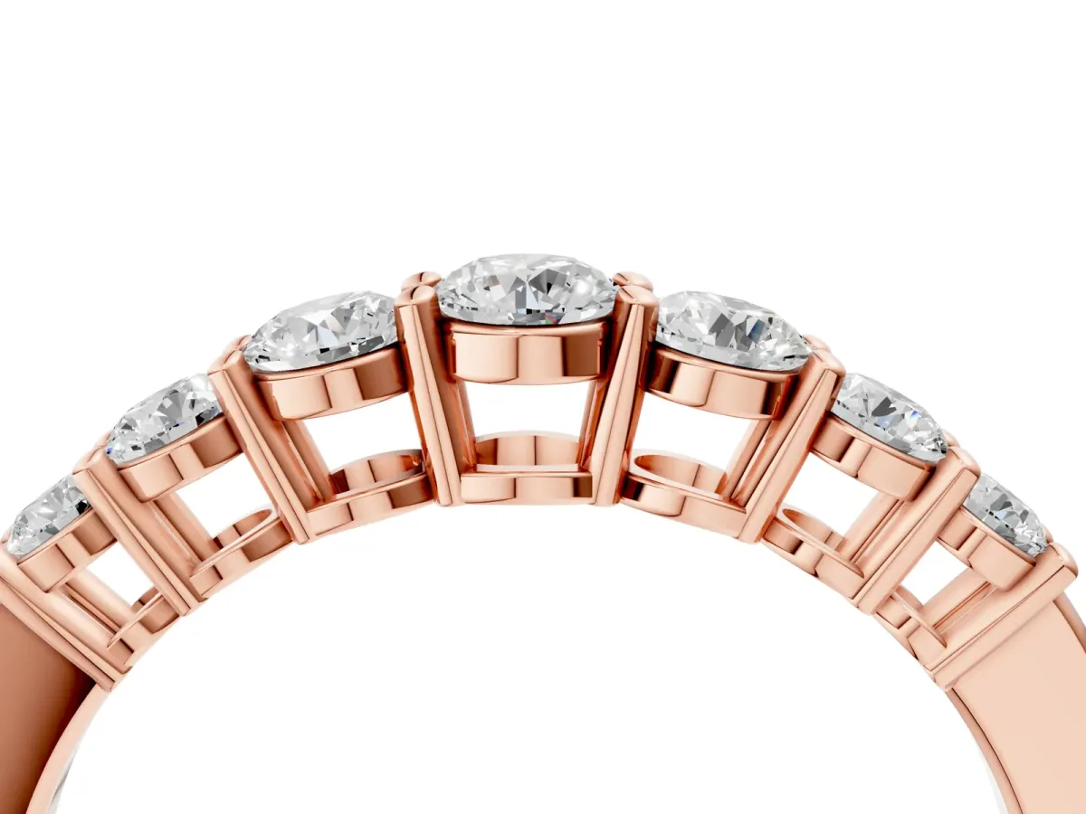 Round Diamond Prong-Set Half-Eternity Band Rose gold