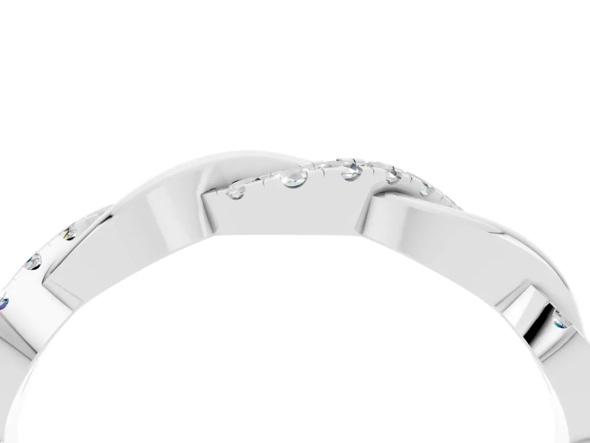 Round Moissanite Twist Eternity Band with Pavé Setting Silver