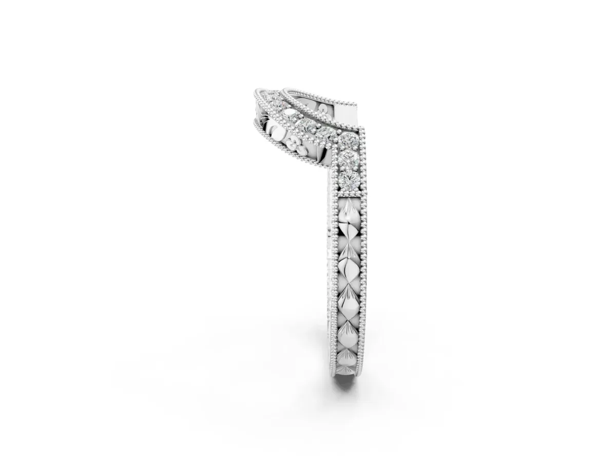 Channel Set Round Diamond Chevron Band Platinum