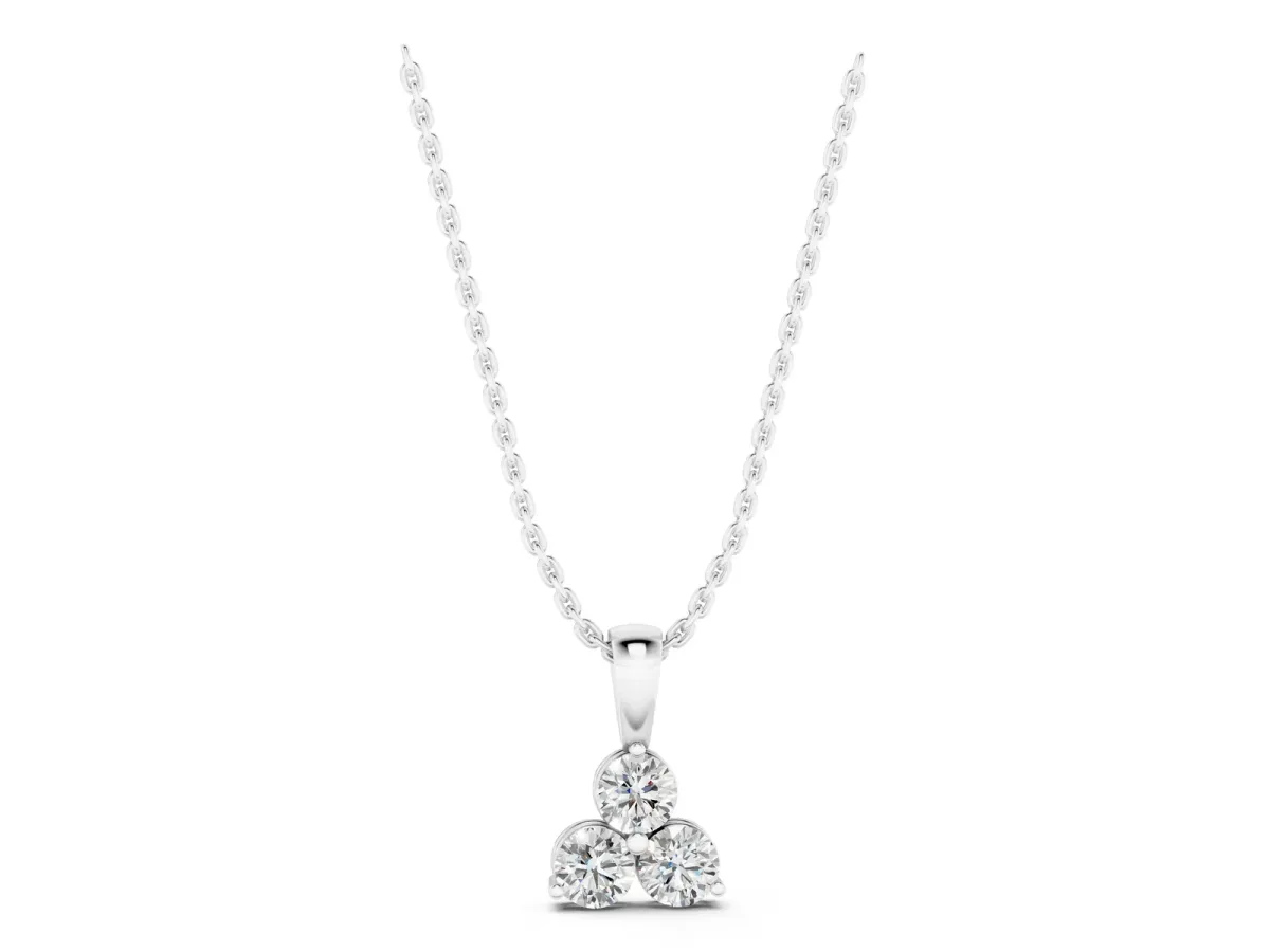 Triangular Cluster Round Diamond Prong Pendant White gold