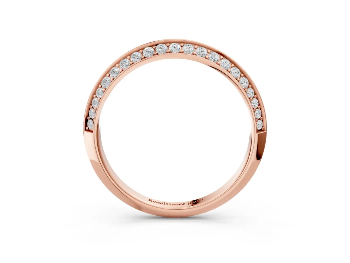 Double Row Pavé Round Diamond Eternity Band with Channel Setting Rose gold