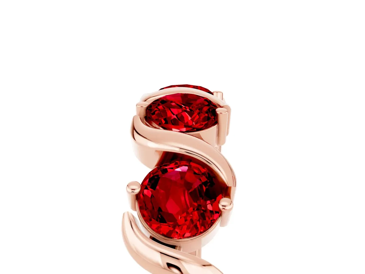 Six-Stone Round Ruby Wave Band with Shared Prong Setting Rose gold