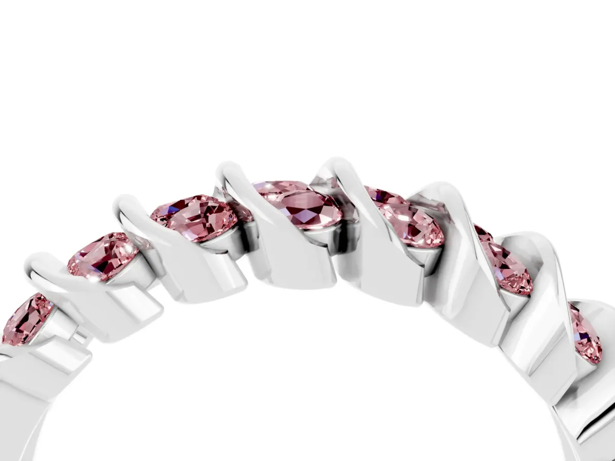 Channel Set Round Morganite Multi-Row Band White gold
